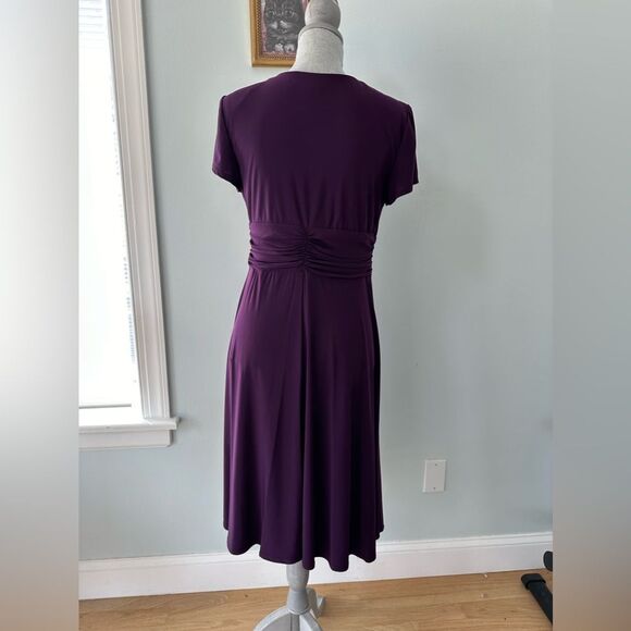 R&M Richards Midi Formal Dark Purple Short-Sleeve Faux Wrap Dress Womens Size 10 - Picture 11 of 12